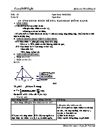 Giáo án môn Hình học 8 - Tiết 51: Ứng dụng thực tế của tam giác đồng dạng - Nguyễn Văn Lợi