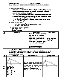 Giáo án môn Hình học Khối 8 - Tiết 40: Tính chất đường phân giác của tam giác (Bản 4 cột)