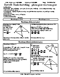 Giáo án môn Hình học Khối 8 - Tiết 40: Tính chất đường phân giác của tam giác - Lê Anh Tuấn