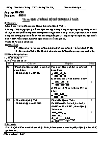 Giáo án môn Hình học Lớp 8 - Tiết 38: Định lý đảo và hệ quả của định lý Talet - Dương Đình Sơn