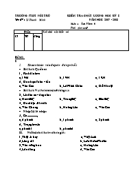 Đề kiểm tra học kỳ I môn Âm nhạc Lớp 6 - Lê Thanh Minh