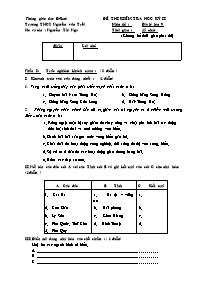 Đề thi kiểm tra học kỳ II môn Địa lý Lớp 9 - Nguyễn Thị Nga
