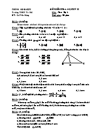 Đề thi kiểm tra học kỳ II môn Toán Lớp 8 - Lê