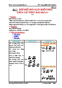 Giáo án Đại số Lớp 9 - Tiết 11: Biến đổi đơn giản biểu thức chứa căn bậc hai - Nguyễn Đại Tân Thiện