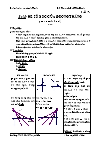 Giáo án Đại số Lớp 9 - Tiết 27: Hệ số góc của đường thẳng y = ax + b - Nguyễn Đại Tân Thiện