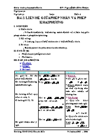 Giáo án Đại số Lớp 9 - Tiết 4: Liên hệ giữa phép nhân và phép khai phương - Nguyễn Đại Tân Thiện