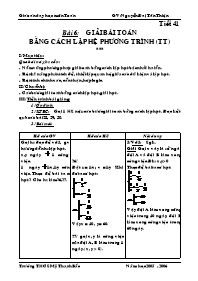 Giáo án Đại số Lớp 9 - Tiết 41: Giải bài toán bằng cách lập hệ phương trình (Tiếp theo) - Nguyễn Đại Tân Thiện