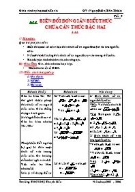 Giáo án Đại số Lớp 9 - Tiết 9: Biến đổi đơn giản biểu thức chứa căn thức bậc hai - Nguyễn Đại Tân Thiện