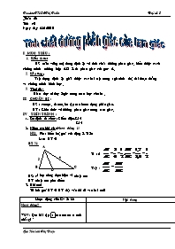 Giáo án Hình học Khối 8 - Tiết 40: Tính chất đường phân giác của tam giác - Huỳnh Thị Diệu