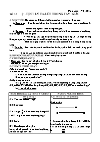 Giáo án Hình học Lớp 8 - Tiết 37, Bài 1: Định lý Talet trong tam giác - Năm học 2010-2011 (Bản 2 cột)