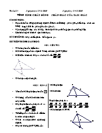 Giáo án Hình học Lớp 8 - Tiết 40: Tính chất đường phân giác của tam giác (Bản 2 cột)