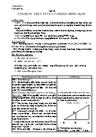 Giáo án Hình học Lớp 8 - Tiết 50: Ứng dựng thực tế của tam giác đồng dạng (Bản chuẩn)