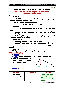 Giáo án Hình học Lớp 9 - Tiết 1: Một số hệ thức về cạnh và đường cao trong tam giác vuông - Phan Văn Việt