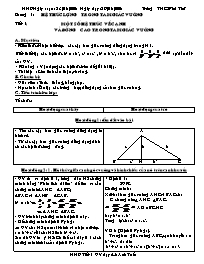 Giáo án Hình học Lớp 9 - Tiết 1: Một số hệ thức về cạnh về cạnh và đường cao trong tam giác vuông - Lê Anh Tuấn