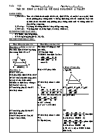 Giáo án môn Hình học Khối 8 - Tiết 38: Định lý đảo và hệ quả của định lý Talet (Chuẩn kiến thức kĩ năng)