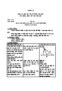 Giáo án môn Hình học Lớp 7 - Chương III: Quan hệ giữa các yếu tố trong tam giác. Các đường đồng quy của tam giác