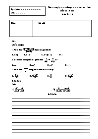 Bài kiểm tra 15 phút môn Đại số Lớp 8 - Chương II - Năm học 2011-2012