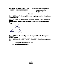 Đề kiểm tra 1 tiết môn Hình học Lớp 8 - Trườn