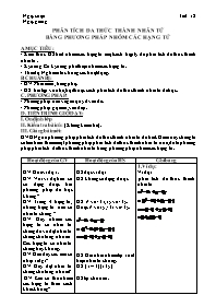 Giáo án môn Đại số Lớp 8 - Tiết 12: Phân tích đa thức thành nhân tử bằng phương pháp nhóm các hạng tử (Bản chuẩn)