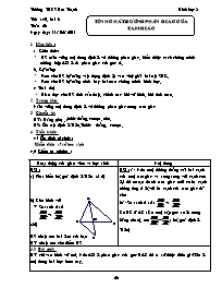 Giáo án môn Hình học Lớp 8 - Tiết 40: Tính chất đường phân giác của tam giác - Trường THCS Hòa Thạnh