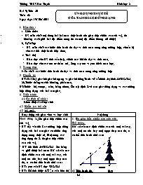 Giáo án môn Hình học Lớp 8 - Tiết 50: Ứng dụng thực tế của tam giác đồng dạng - Trường THCS Hòa Thạnh