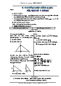 Thiết kế bài giảng Hình học 8 - Tiết 48: Các trường hợp đồng dạng của tam giác vuông - Bùi Thị Huyền