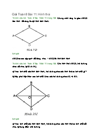 Bài tập ôn tập môn Toán Lớp 8 - Bài 11: Hình thoi