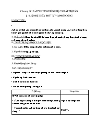 Giáo án Đại số Lớp 8 (Công văn 5512) - Chương 4: Bất phương trình bậc nhất một ẩn