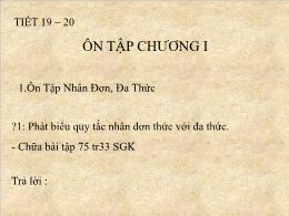 Bài giảng Đại số 8 - Chương I: Phép nhân và p