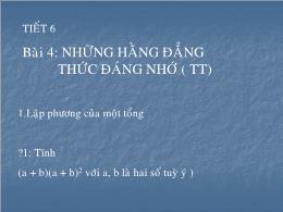 Bài giảng Đại số 8 - Chương I: Phép nhân và p