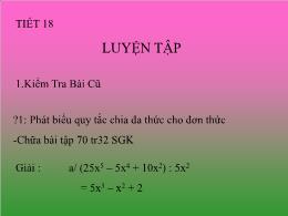 Bài giảng Đại số 8 - Chương I: Phép nhân và p