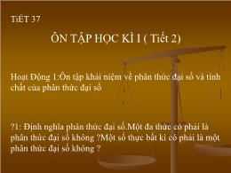 Bài giảng Đại số 8 - Chương II: Phân thức đại