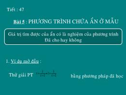 Bài giảng Đại số 8 - Chương III: Phương trình
