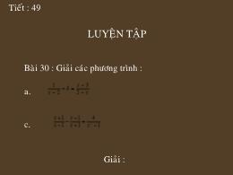 Bài giảng Đại số 8 - Chương III: Phương trình