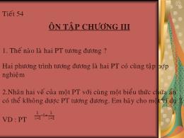 Bài giảng Đại số 8 - Chương III: Phương trình