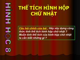 Bài giảng Hình học 8 - Chương IV: Hình lăng t