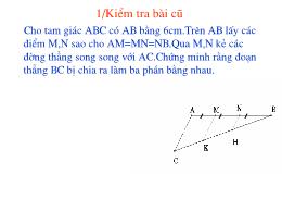 Bài giảng Hình học 8 - Tiết 19: Luyện tập Đườ