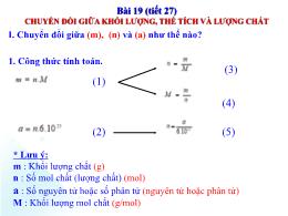 Bài giảng Hóa học 8 - Tiết 27, Bài 19: Chuyển