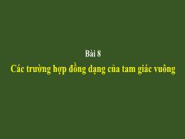 Bài giảng Toán 8 - Bài 8: Các trường hợp đồng