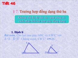 Bài giảng Toán 8 - Chương III: Tam giác đồng