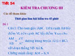 Bài giảng Toán 8 - Chương III: Tam giác đồng