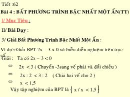 Bài giảng Toán 8 - Chương IV: Bất phương trìn