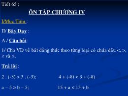 Bài giảng Toán 8 - Chương IV: Bất phương trìn