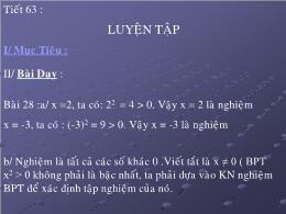 Bài giảng Toán 8 - Chương IV: Bất phương trìn