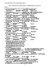 Đề cương ôn tập Covid 19 học kì II Tiếng Anh 
