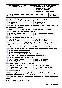 Đề kiểm tra cuối học kì II Hóa học 8 - Mã đề