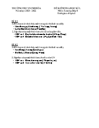 Đề kiểm tra học kì I Âm nhạc 8 - Năm học 2021