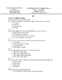 Đề kiểm tra học kì I Sinh học 8 - Năm học 201