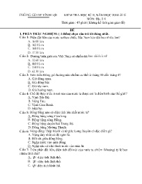 Đề kiểm tra học kì II Địa lí 8 - Năm học 2014