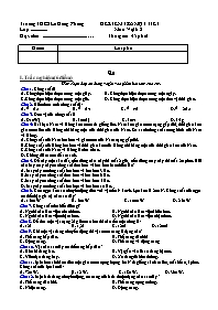 Đề kiểm tra Vật lí Lớp 8 - Trường THCS Lê Hồn